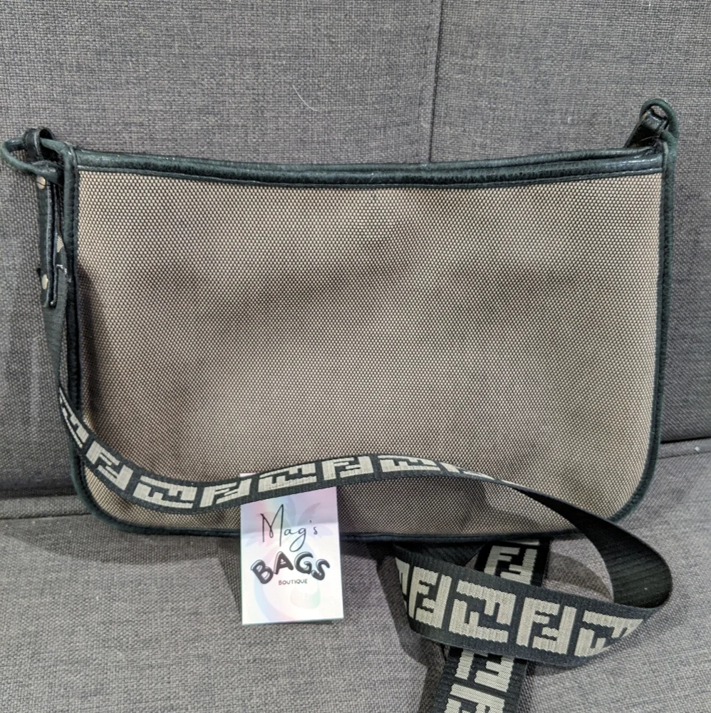 Fendi: Logo Strap Borsa Tape Monogram Mamma Zucca Crossbody Bag - Picture 9 of 14